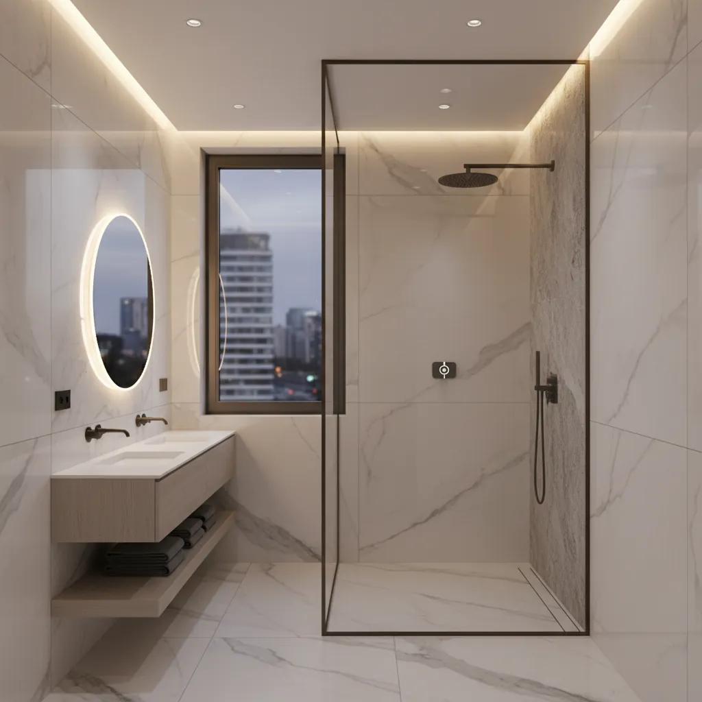 Moderna walk-in tuš kabina u kupatilu
